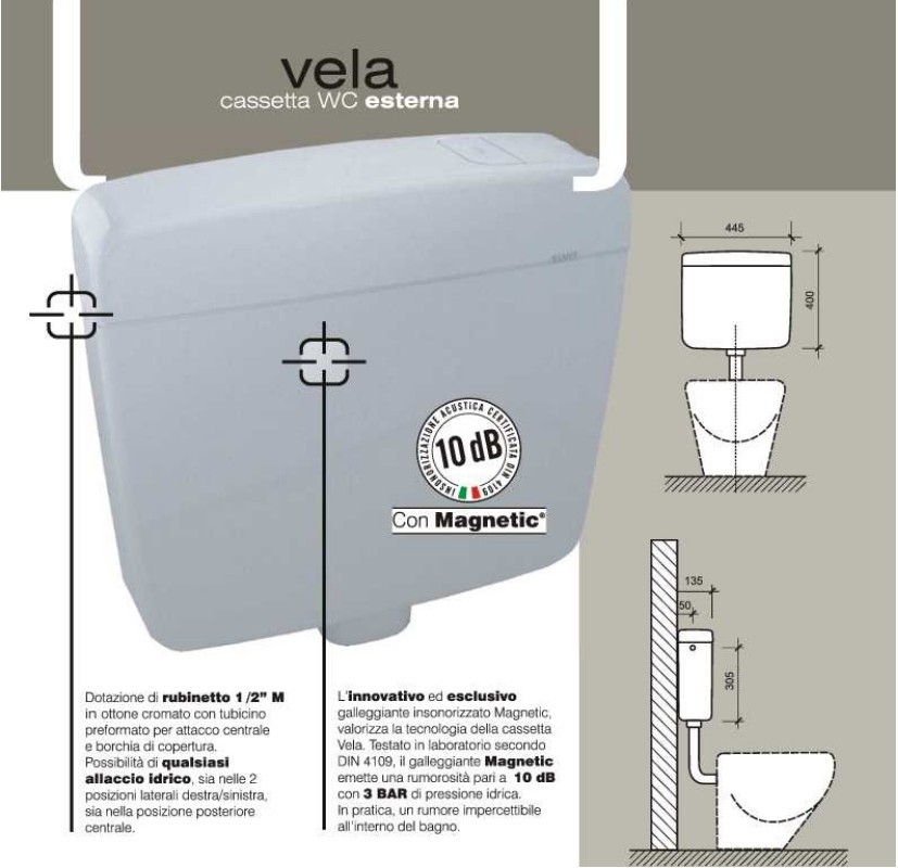 Cassetta WC esterna 44,5 x 40 x 13,5cm 2 VELA Bampi