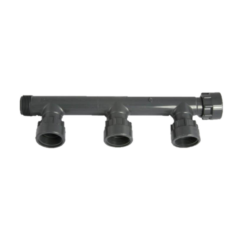 Collettore in PVC bocchettonato da Ø1" a 3 uscite per irrigazione